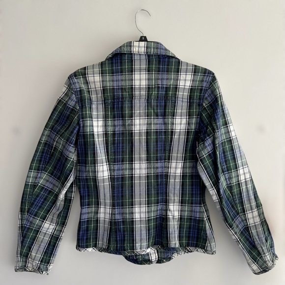 Faconnable Women’s Plaid Thick Button Up Denim Shacket Size M Western Cowgirl - Picture 2 of 8